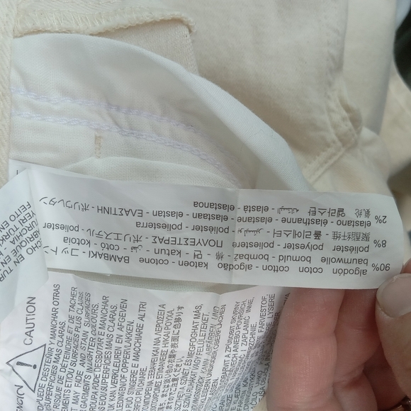 Zara Cream High-rise Jeans Slit Hem Size 6 Stretch Cotton Straight - Picture 7 of 11